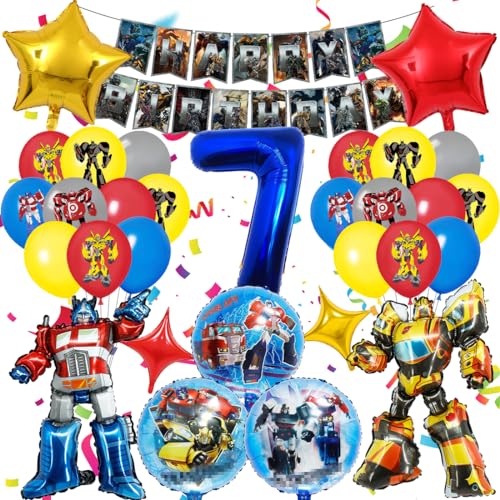 Luftballon 7. Geburtstag Junge, Geburtstagsdeko 7 Jahre Party Supplies Ballons, 3D Folienballon Kindergeburtstag Deko, Luftballons Girlanden Banner Set für Kinder Geburtstag Party Dekoration von Tydeus