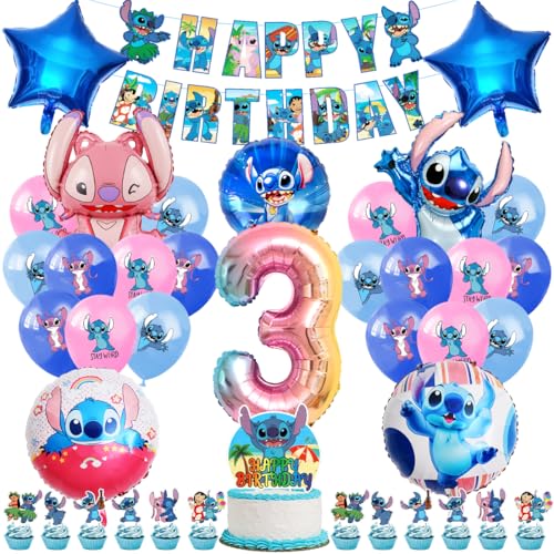 Luftballons Kinder Geburtstag Deko 3 Jahre, Foil Balloons Geburtstagsdeko, Party Deko Set mit Tortendeko und Happy Birthday Banner für Kindergeburtstag 3. Mädchen Junge Party Dekoration Luftballons Kinder Geburtstag Deko 3 Jahre, Foil Balloons Geburtstagsdeko, Party Deko Set mit Tortendeko und Happy Birthday Banner für Kindergeburtstag 3. Mädchen Junge Party Dekoration von Tydeus