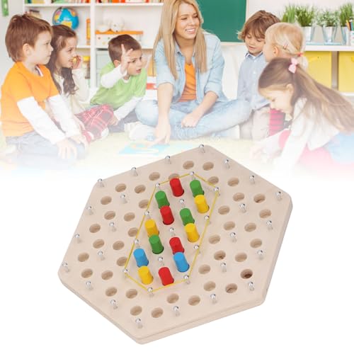Hölzer Pegboard Game Education Toy, Puzzlespielzeug Early Learning Holzbrettspiel mit elastischer Band Hölzer Pegboard Game Education Toy, Puzzlespielzeug Early Learning Holzbrettspiel mit elastischer Band von Tyenaza