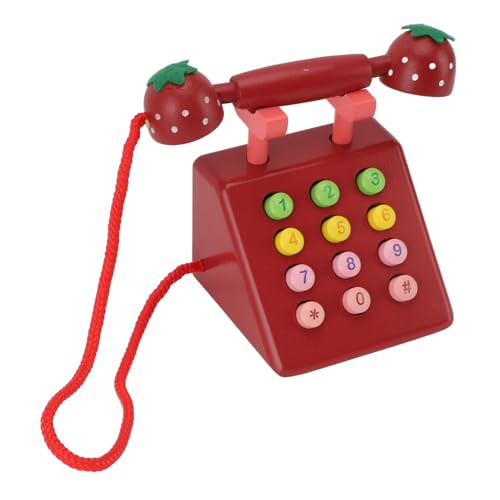 Holztelefon, hohe Simulation Bildung niedliches dekoratives Telefonmodell Desktop Dekoration für Home Office Age 3y und Up (Rot) von Tyenaza