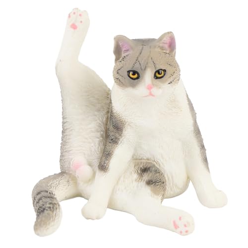 Tyenaza 12pcs realistische Katzenfiguren, Plastikkatze Figur, Katzenkuchen -Topper -Kätzchenspielzeug Weihnachtsgeburtstagsgeschenk für Kinder und Kinder (Gray Leg Lifting Sitting Cat) von Tyenaza