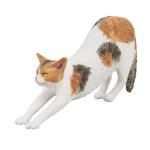 Tyenaza 12pcs realistische Katzenfiguren, Plastikkatze Figur, Katzenkuchen -Topper -Kätzchenspielzeug Weihnachtsgeburtstagsgeschenk für Kinder und Kinder (Stretching Cat) von Tyenaza