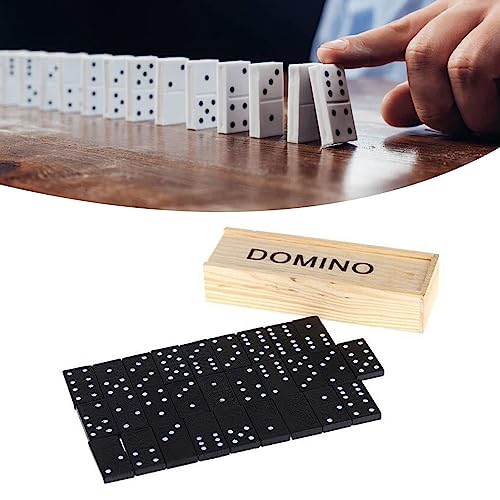 Tyenaza 28 Stücke Black Domino Set, feines Polierholz Domino -Spiel -Reise -Domino, für Camping, Reisen, Familie, Wohnzimmer (14,6 x 5 x 3 cm) von Tyenaza