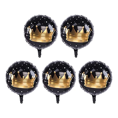 Tyenaza 5pcs schwarze Goldballons, süße Aluminiumfolie -Party -Luftballons zum Geburtstag, Hochzeit, Abschluss, Neujahrsdekoration von Tyenaza