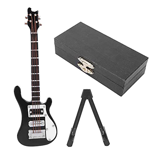 Tyenaza Miniatur E-Gitarre, Miniatur Holz Simulation E-Gitarre Modell Musik Instrument Ornamente e Sammler Dekoration Geburtstags Ornamente Handwerk Home De (Schwarz) von Tyenaza
