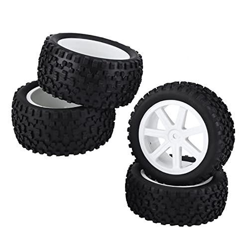 Tyenaza RC Reifen 1/10 Offroad, RC Räder 1/10, RC Buggy Reifen, Rad Kunststoff Felgen & Schwarzes Quadrat Muster Gummireifen Reifen 4 Stück Universal für alle 1/10 RC Auto ((Weiß) von Tyenaza