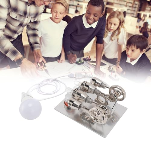Tyenaza Stirling Motormodell, Stirling wissenschaftliches physikalisches Modell Bildungsleitete LED Stirling Motor Motor Physiker Laborunterrichtsmodell für Kinder von Tyenaza