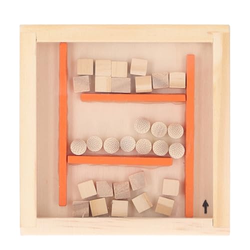 Wooden Maze Balance Game, Interactive Educational Desktop Wooden Maze Mable Ball Balance Toy for Kids (Orange) von Tyenaza