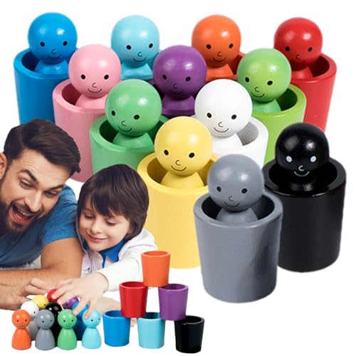 Knöchelpuppen in Tassen, Fußpuppen aus Holz in Tassen, Farbsortierung, Spielzeug zur Farbübereinstimmung für Kinder ab 3 Jahren von Tyinerc