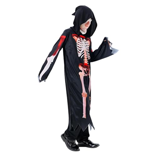 Tyinerc Blutige Horrorskelett-Kostüme, Skelett-Kostüm für | Gruseliges Cosplay-Kostüm, blutiges Jungenkostüm mit Kapuze, gruseliger Totenkopf, Halloween-Horror-Kostüm Tyinerc Blutige Horrorskelett-Kostüme, Skelett-Kostüm für | Gruseliges Cosplay-Kostüm, blutiges Jungenkostüm mit Kapuze, gruseliger Totenkopf, Halloween-Horror-Kostüm von Tyinerc