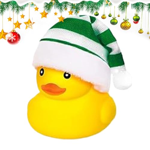 Tyinerc Entenspielzeug aus Gummi, für Poolspielzeug mit Weihnachtsmannhut – lustiges Quietschendes Entenspielzeug, tragbares Badespielzeug für Weihnachten, Geburtstagsfeiern von Tyinerc