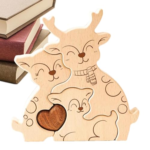 Tyinerc Familienpuzzle aus Holz, Puzzle aus Holz, pädagogische Familienpuzzle in Elchform – einzigartiges künstlerisches Design aus Holz für Kollegen von Freunden der Familie von Tyinerc
