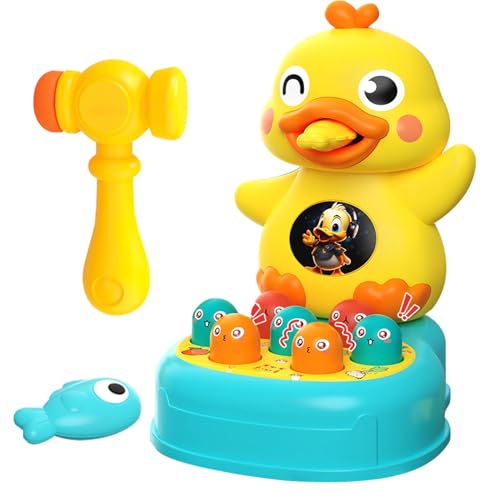 Tyinerc Hämmerndes Hämmerspielzeug,Interaktives Hämmerspielzeug,Hämmerspielzeug in Cartoon-Entenform | Entwicklungsspielzeug mit Ton und Licht, Duck Whack Feinmotorikspielzeug für und Mädchen von Tyinerc
