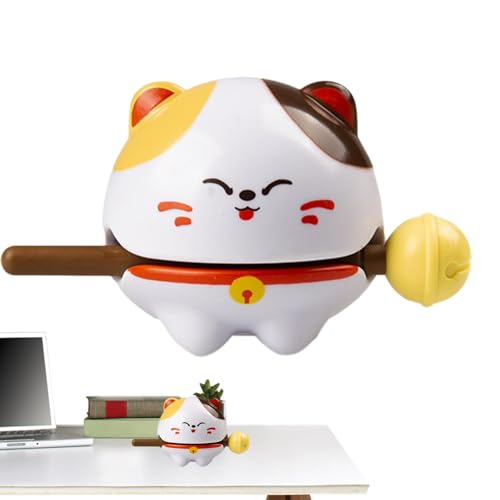 Tyinerc Holzblock-Instrument, Tempelblöcke für Percussion – Percussionsspielzeug, Lucky Cat Temple Block, Klangtrommel für Büro, Schreibtisch-Ornament, Cartoon-Tiere von Tyinerc