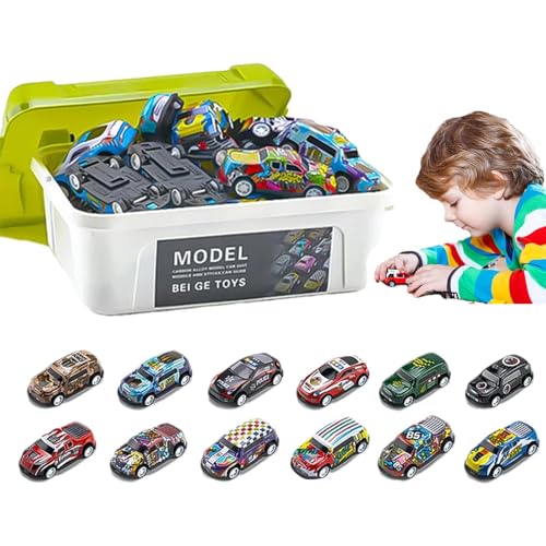 Tyinerc Rennauto zum Ziehen, Auto zum Ziehen | Spielzeug-Set aus Legierung zum Ziehen, Autospielzeug mit Aufbewahrungsbox für Zuhause, Park, Schule und Außenbereich von Tyinerc