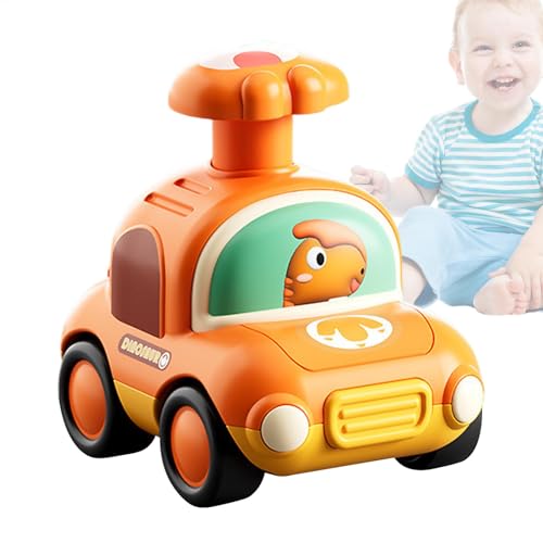 Tyinerc Schiebeauto für Kleinkinder, Auto zum Schieben, Auto Press and Go für | Push and Go Auto im Dinosaurier-Design, Cartoon-Fahrzeuge, Spielzeug mit Pfeife für von Tyinerc