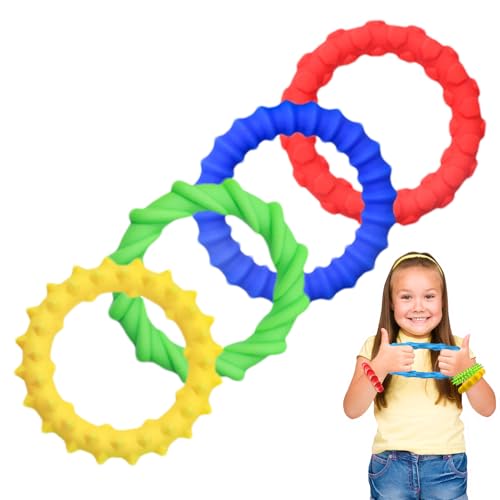 Tyinerc Sensorisches Fidget Armband | Sensorisches Beruhigungsspielzeug Fidget Armband | 4 Stücke Elastisches Silikon Emotionsberuhigende Armbänder | Für Mädchen Teenager Schüler Erwachsene Reise von Tyinerc