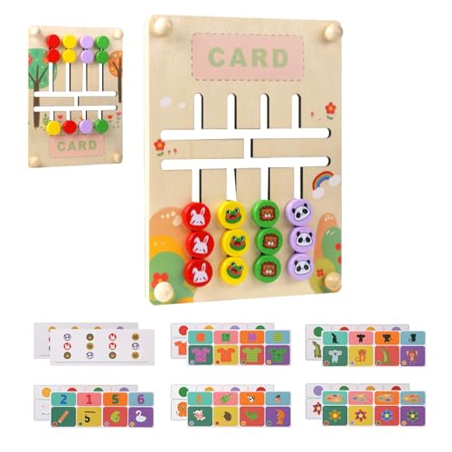 Tyinerc Slide Puzzle, Schiebepuzzle – Cartoon aus Holz Tier Brain Teasers Gise Logic Game – Früherziehung Tri Sensory Toy Four Color Doubleage Chach von Tyinerc