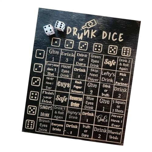 Tyinerc Trinkspielwürfel aus Holz, Würfelspiel, Trinkspiel für Erwachsene | Trinkspielbretter aus Holz mit 2 Würfeln für Erwachsene, Freundin, Freunde, Familie Tyinerc Trinkspielwürfel aus Holz, Würfelspiel, Trinkspiel für Erwachsene | Trinkspielbretter aus Holz mit 2 Würfeln für Erwachsene, Freundin, Freunde, Familie von Tyinerc