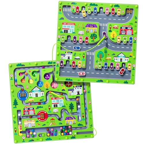 2-in-1 Magnetisches Auto-Zahlen-Labyrinth, Magnet-Alphabet-Zählbrett, doppelseitiges Holzpuzzle, Montessori-Vorschulspielzeug, Geschenk für Jungen und Mädchen von 3-5 Jahren 2-in-1 Magnetisches Auto-Zahlen-Labyrinth, Magnet-Alphabet-Zählbrett, doppelseitiges Holzpuzzle, Montessori-Vorschulspielzeug, Geschenk für Jungen und Mädchen von 3-5 Jahren von Tymokcall