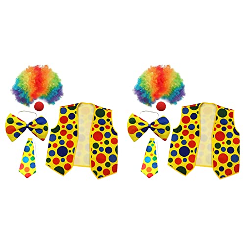 Tynmoel 10Er-Pack Clown-Kostüm-Set, Clown-Perücke, Nasenweste für Cheer, Halloween, Cosplay, Partys, Karneval, Verkleidung von Tynmoel