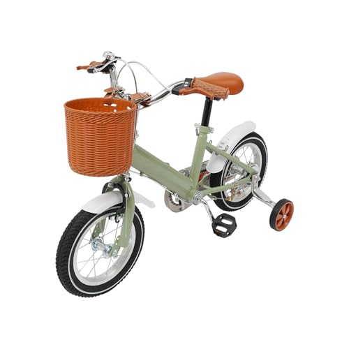 12 Zoll Kinderfahrrad für Jungen und Mädchen Kinder von 2-4 Jahren Laufrad mit Stützräder Rücktrittbremse Kids Bike mit Verstellbarem Sattel und Lenker (Grün) von TyochiAki