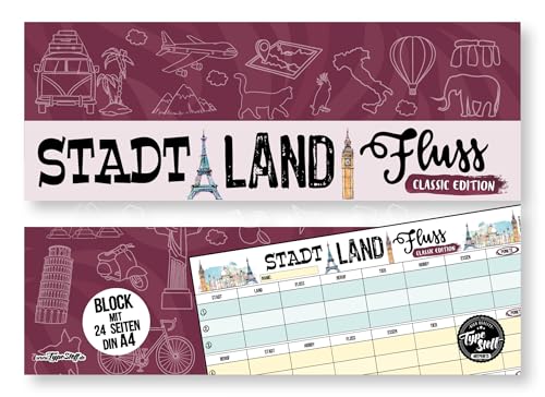TypeStoff Spielblock DIN A4 - Stadt Land Fluss Classic Edition - 50 Blatt - 21 x 29,7 cm - BC-01519 TypeStoff Spielblock DIN A4 - Stadt Land Fluss Classic Edition - 50 Blatt - 21 x 29,7 cm - BC-01519 von TypeStoff