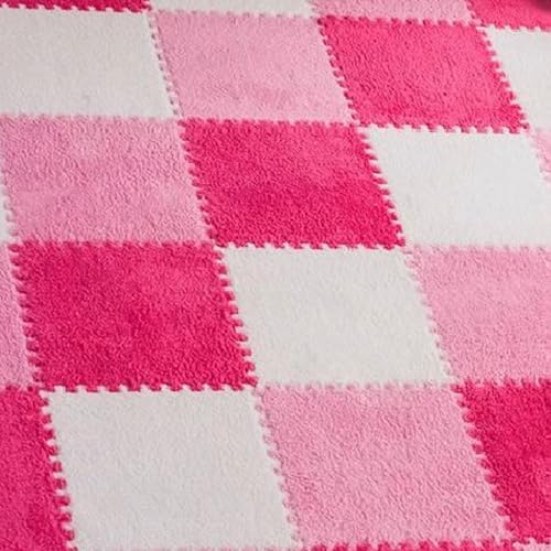 Typutomi Plüsch-Puzzle-Bodenmatte, niedlich, weich, flauschig, ineinandergreifend, quadratisch, Schaumstofffliesen, Teppich für Salon, Schlafzimmer, Dekoration (30 x 30 x 1 cm, Rosarot & Rosa & Weiß), Typutomi Plüsch-Puzzle-Bodenmatte, niedlich, weich, flauschig, ineinandergreifend, quadratisch, Schaumstofffliesen, Teppich für Salon, Schlafzimmer, Dekoration (30 x 30 x 1 cm, Rosarot & Rosa & Weiß), von Typutomi