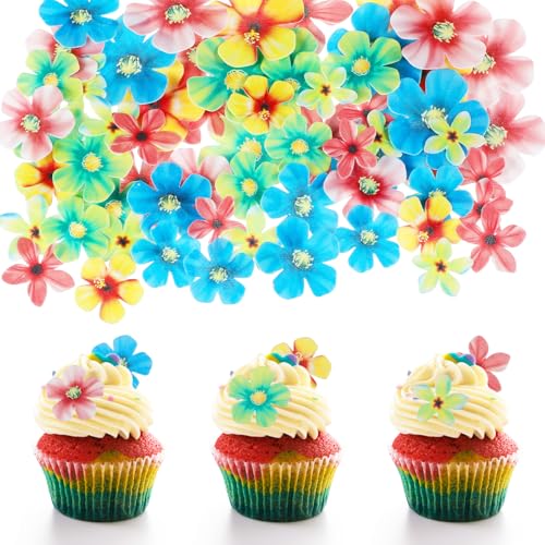Tyqour 70 Stück Tortendeko Blumen Essbare Blumen für Torte,Esspapier Blüten Kuchen Deko Essbare Blüten Cupcake Topper Tortendeko Essbar Mädchen für Hochzeit,Geburtstag Party,Babyparty Dekorationen von Tyqour