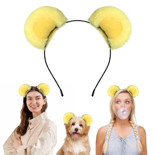 Tyqour Haarreif Bär Ohren Bärenohren Haarreifen Bären Ohren Stirnband Haarband Eichhörnchen Ostern Party Kopfbedeckung Bequeme Haarreifen Zubehör für Erwachsene Dekoration Cosplay Party von Tyqour