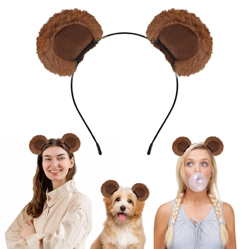 Tyqour Bärenohren Haarreif Haarreifen Bär Ohren Stirnband Cartoon Haarband Niedliche Party Kopfbedeckung Bequeme Haarreifen Zubehör für Erwachsene Dekoration Cosplay Party (Kaffee Farbe) von Tyqour