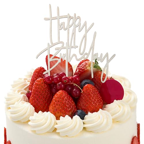 Tyqour Tortendeko Geburtstag Holz Cake Topper Happy Birthday aus Holz Kuchendeko Geburtstag Junge Mädchen Frauen Mann Kuchendekoration zum Geburtstags für Kinder und Erwachsene Größe 14x10cm von Tyqour
