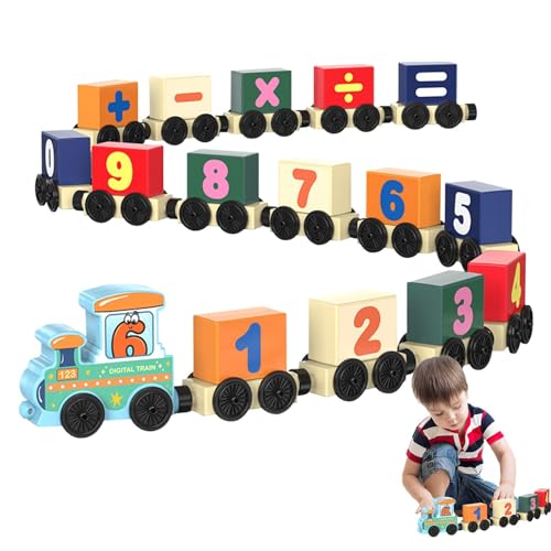 Tytlyworth Magnetisches Alphabet-Zug-Set, Holz-Zahlenzug-Spielzeug - 16-teiliges Alphabet-Magnetzugspielzeug | Lernspielzeug für Kinder im Kindergarten, süßes Lernspielzeug für die Feinmotorik von Tytlyworth