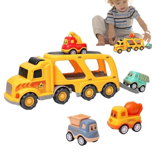 Tytlyworth Push-and-Go-Baufahrzeuge, Spielzeugautos mit Reibungsmotor | 5-in-1-LKW-Baufahrzeug-Spielzeugset - Spielset mit reibungsbetriebenen Fahrzeugen, Set mit Rennfahrzeugen, Kinderspielzeug mit von Tytlyworth