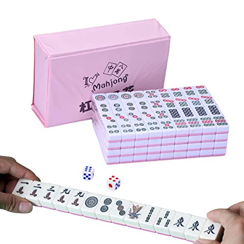 Tytlyworth Reise-Mahjong-Fliesen, Kleine Mahjong-Kacheln, Chinesisches traditionelles Multiplayer-Reisespiel mit verschleißfestem Material für Outdoor-Unterhaltung von Tytlyworth