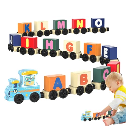 Tytlyworth Zahlenzug-Spielzeug aus Holz, Alphabet-Zugspielzeug aus Holz | 16-teiliges Alphabet-Magnetzugspielzeug | Lernspielzeug für Kinder im Kindergarten, süßes Lernspielzeug für die Feinmotorik von Tytlyworth