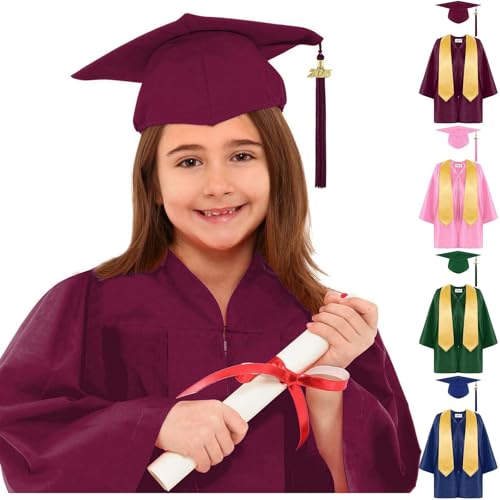 Tyuffghet Abschlusskleid 2025 Abschlusskleid und mit Quaste, Vorschulkappe, Stola, bequem mit Quaste, drei Schneidereien für Kinder, Klasse 2025, Zeremonie für Vorschule Tyuffghet Abschlusskleid 2025 Abschlusskleid und mit Quaste, Vorschulkappe, Stola, bequem mit Quaste, drei Schneidereien für Kinder, Klasse 2025, Zeremonie für Vorschule von Tyuffghet