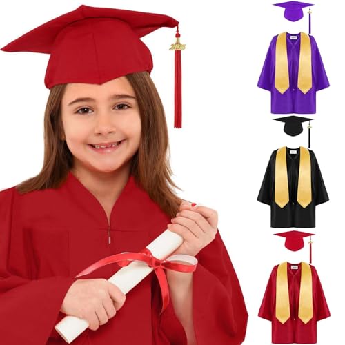 Tyuffghet Abschlusskleid für Kinder, Abschlusskleid, Kleid, Set, Vorschule, Kinder, Abschluss, bequem, mit passendem Hut, Quaste, modischer Ausschnitt, Kindergarten-Requisiten-Set von Tyuffghet