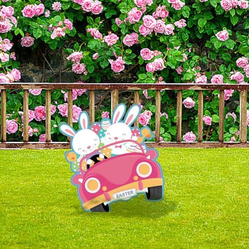 Tyuffghet Metall-Gartenornamente, Urlaubsschilder, Stäbe, Hasen-Ornament, Ostern, Gartenschilder, Ostern, Osterdekoration, Figuren für den Außenbereich (C, 40 x 40 x 2 cm) von Tyuffghet