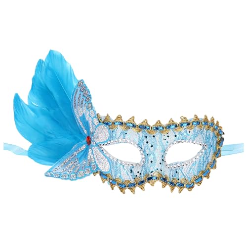 Tyuffghet Schmetterling Karnevalsmasken Gesicht Kostüm Fasching Maskenball Halbes Gesicht Maske Kostüm Karneval Party Augenmasken Glänzende Venezianische Maske (Blau) von Tyuffghet