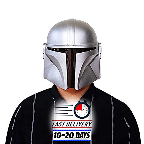 Mandalorian Helm SW Spritzguss Modell Hart-PVC-Maske Erwachsene Halloween Cosplay Kostüm Zubehör Verkleidung Merchandise (Silber) von TzCoser