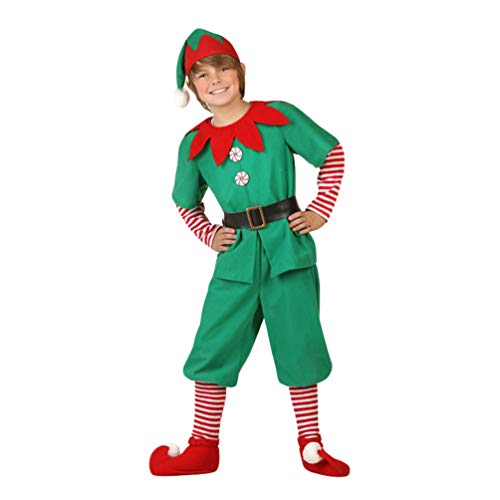 U/A Unisex Erwachsene Kinder Weihnachten Kostüm Xmas Elf Outfit Weihnachtself Fancy Dress mit Hut (Jungen, 170) von Guoml