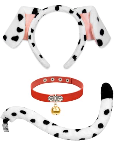 U-Goforst Dalmatiner Ohren Stirnband Schwanz - Dalmatiner Kostüm, Welpen Ohren Stirnband Schwanz Zubehör für Frauen Halloween Welpen Hund Dress Up Kostüm U-Goforst Dalmatiner Ohren Stirnband Schwanz - Dalmatiner Kostüm, Welpen Ohren Stirnband Schwanz Zubehör für Frauen Halloween Welpen Hund Dress Up Kostüm von U-Goforst
