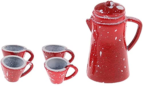 5 Set Vintage Porzellan Kaffee Teeservice Geschirr für 1/12 Puppenhaus Miniatur Küche Wohnzimmer Zubehör RotNützlich und praktisch von U-M