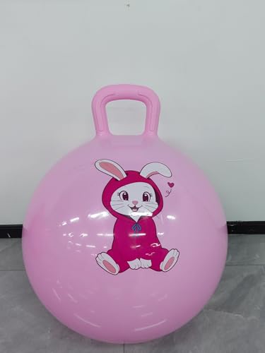 U&C Planet Sprungball für Kinder Aufblasbarer Hüpfball mit Pumpe, 45 cm Hopper Ball für Mädchen und Jungen, max. Belastbarkeit 150 KG (Rosa Kaninchen) von U&C Planet