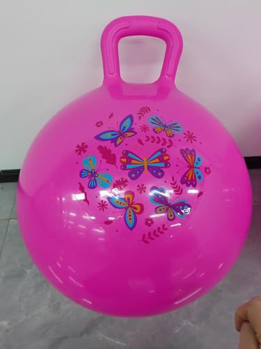 U&C Planet Sprungball für Kinder Aufblasbarer Hüpfball mit Pumpe, 45 cm Hopper Ball für Mädchen und Jungen, max. Belastbarkeit 150 KG (Rosa Schmetterling) von U&C Planet