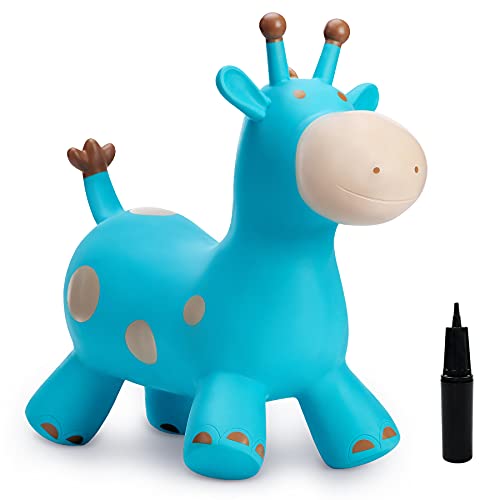 U&C Planet Hüpftier Giraffe Animal Hopper Blue Giraffe Hopper aus hochwertigem PVC 100 KG Belastung, Kinder 1-6 Jahre Alt für Innen- Außenbereich von U&C Planet