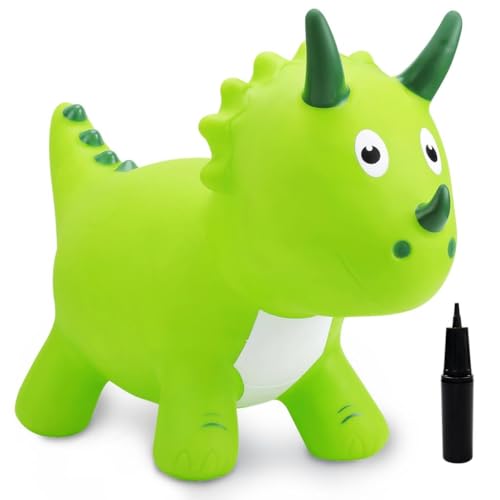 U&C Planet Hüpftier für Kinder, Dinosaurier Hüpfer mit Pumpe, aufblasbares Hüpfspielzeug, Dino Sprungpferd Weihnachten Geburtstag Geschenk für Kinder 1-6 Jahre alt Indoor und Outdoor von U&C Planet