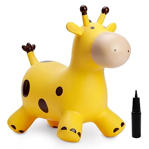 U&C Planet Hüpftier für Kinder Aufblasbare Giraffe Gelbe Giraffe Hüpfer mit Handpumpe,Sprungpferd Hüpfspielzeug Geschenk für Kinder Alter 1-6 U&C Planet Hüpftier für Kinder Aufblasbare Giraffe Gelbe Giraffe Hüpfer mit Handpumpe,Sprungpferd Hüpfspielzeug Geschenk für Kinder Alter 1-6 von U&C Planet