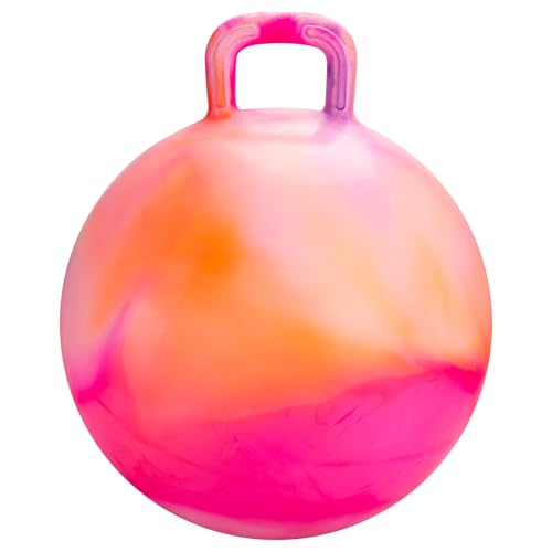 U&C Planet Hüpfball Aufblasbarer Hopperbal mit Pumpe, 45 cm Hopper Ball für Kinder，max. Belastbarkeit 100 KG, Spielzeug für Kinder 3-6 Jahre Drinnen & Draußen Wolke Orange von U&C Planet